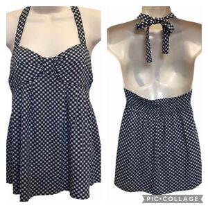 Kirra Black White Checkered Halter Top Summer Festival Sz M